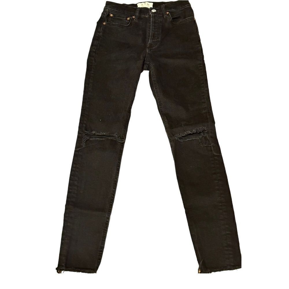 Free People We the Free Distressed Black Jeans Size 25 📦‎